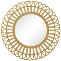 Ivy Collection Bamboo Wall Mirror in Brown by UMA Enterprises