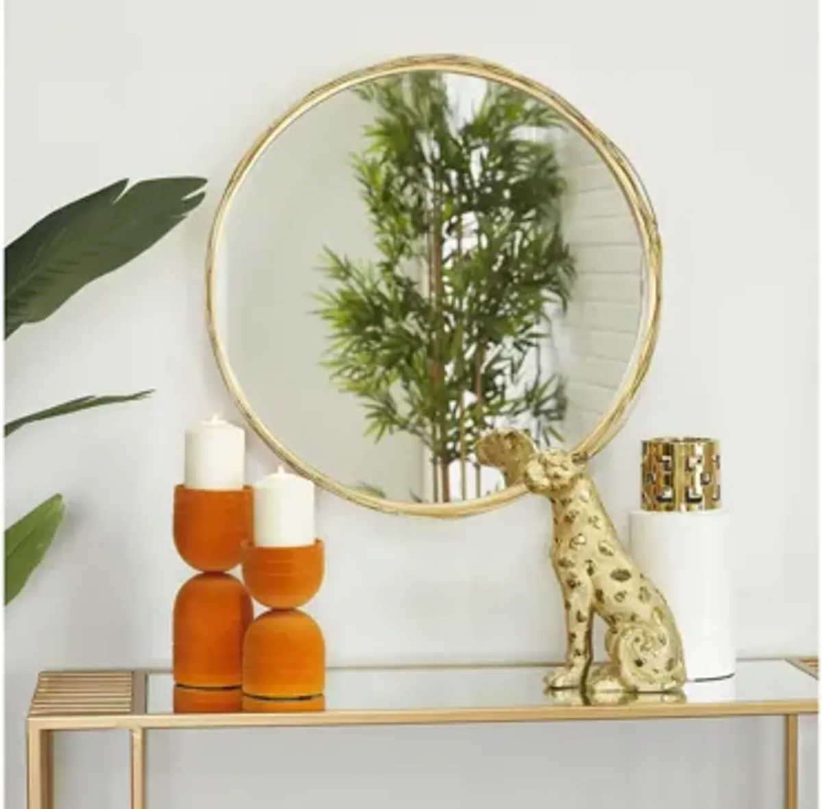 Ivy Collection Gold Metal Glam Wall Mirror