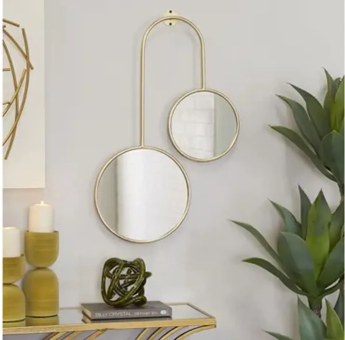 Ivy Collection Gold Metal Wall Mirror