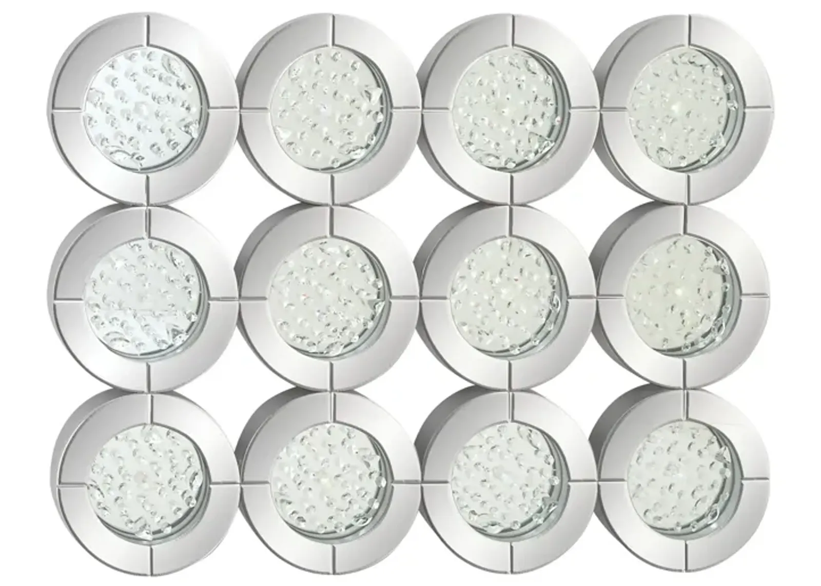 Ivy Collection Silver Glass Glam Wall Mirror in Silver by UMA Enterprises