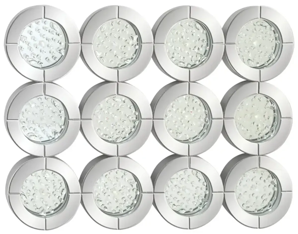 Ivy Collection Silver Glass Glam Wall Mirror in Silver by UMA Enterprises