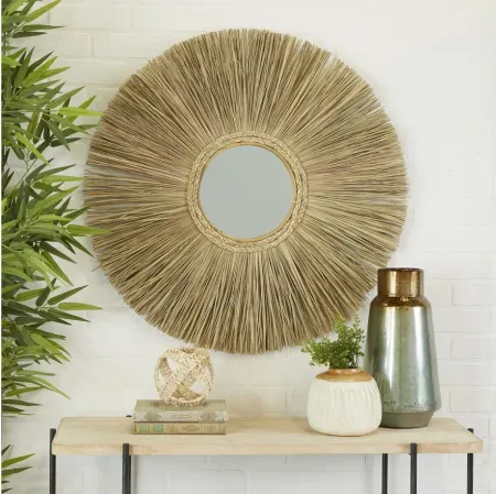 Ivy Collection Bohemian Wall Mirror in Brown by UMA Enterprises