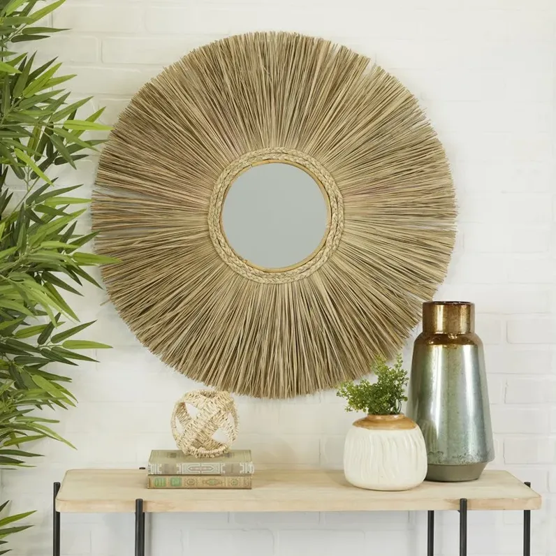 Ivy Collection Bohemian Wall Mirror in Brown by UMA Enterprises