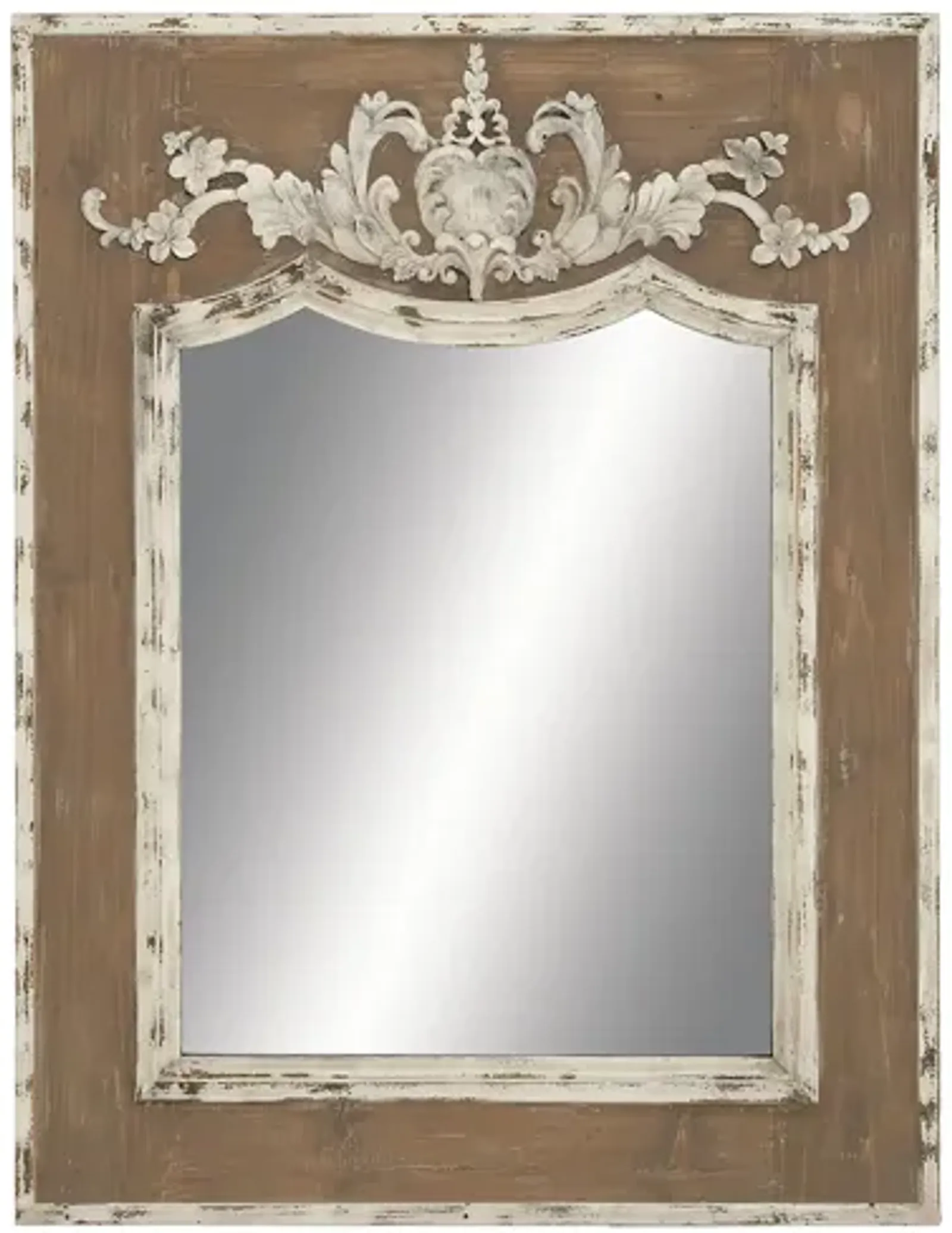 Ivy Collection Brown Wood Rustic Wall Mirror