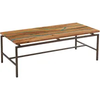 Tamra Cocktail Table in Natural Wood with Emerald Green Inlay by STEVE SILVER COMPANY