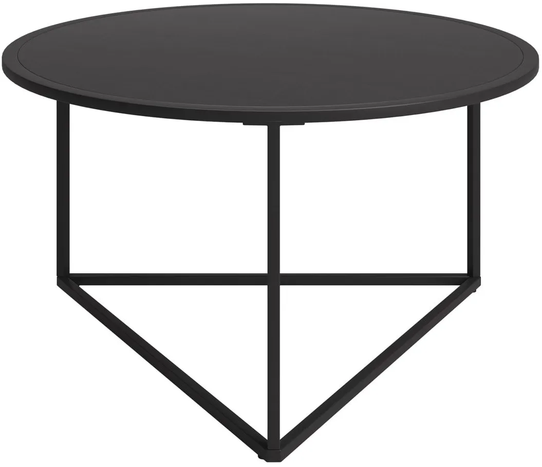 Raya Round Coffee Table with Metal Top in Blackened Bronze by Hudson & Canal