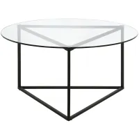 Raya Round Coffee Table with Glass Top in Blackened Bronze by Hudson & Canal