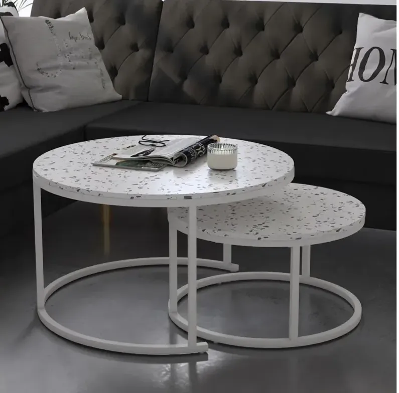 CosmoLiving Amelia Nesting Coffee Tables in Terrazzo by DOREL HOME FURNISHINGS