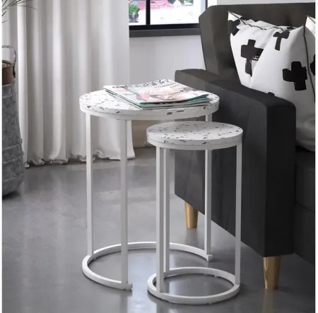 CosmoLiving Amelia Nesting End Tables in Terrazzo/Silver by DOREL HOME FURNISHINGS