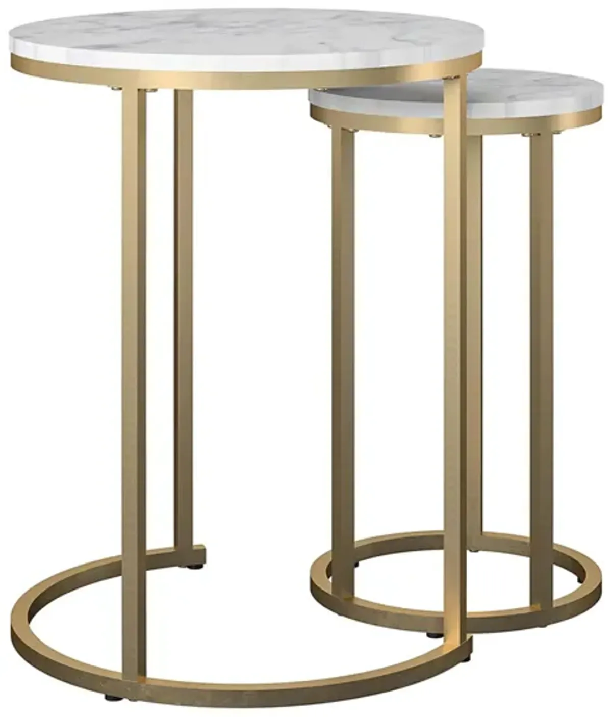 CosmoLiving Amelia Nesting End Tables in White marble/Gold by DOREL HOME FURNISHINGS