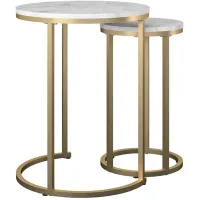 CosmoLiving Amelia Nesting End Tables in White marble/Gold by DOREL HOME FURNISHINGS