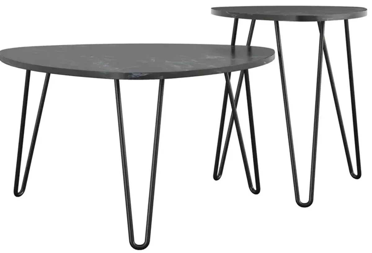 Novogratz Athena Nesting Tables in Black Marble by DOREL HOME FURNISHINGS