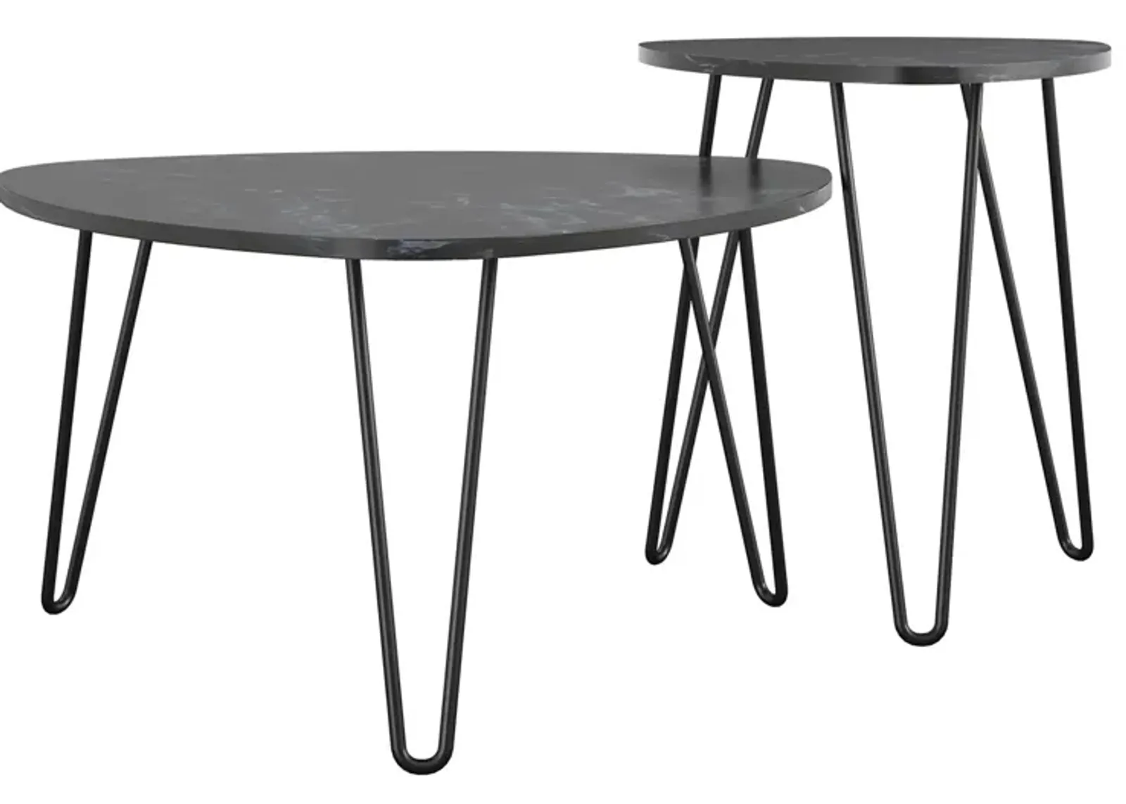 Novogratz Athena Nesting Tables in Black Marble by DOREL HOME FURNISHINGS