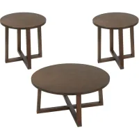 Trinity 3PK Occasional Tables w/ Casters in Brown by Elements International Group