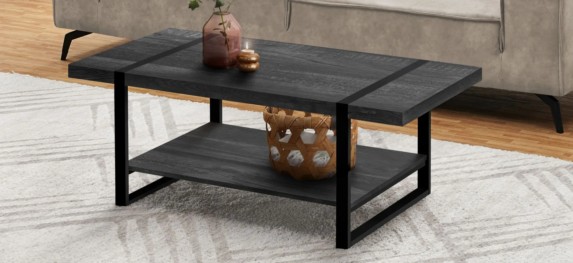 Jodie Rectangular Coffee Table in Black by Monarch Specialties