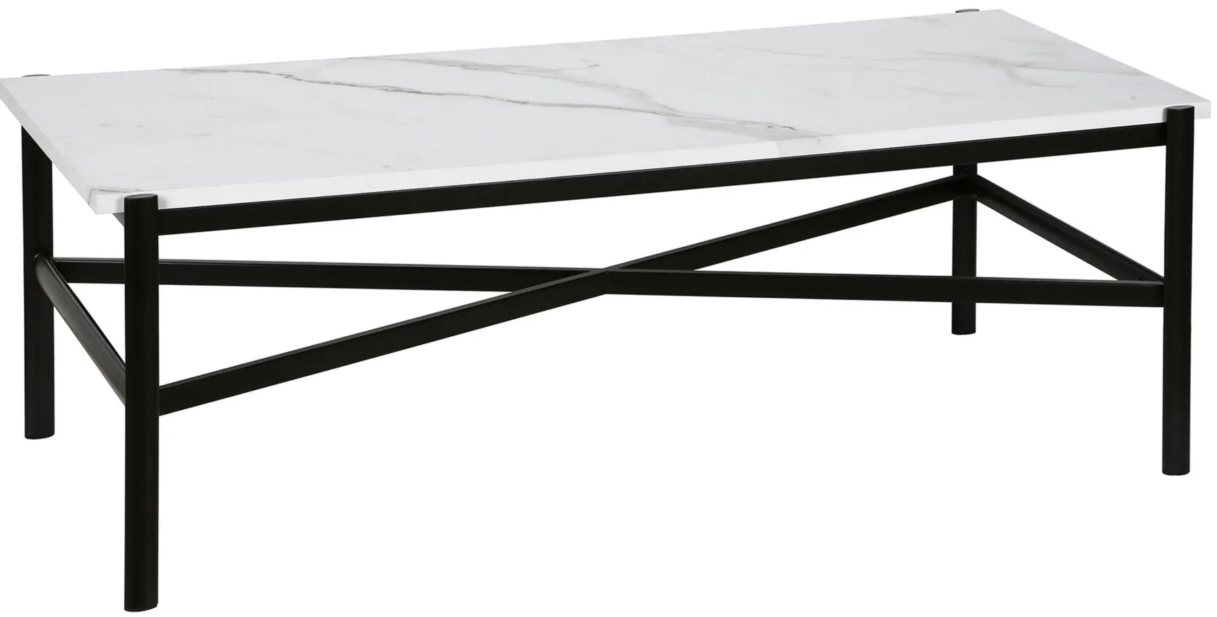 Braxton Coffee Table with Faux Marble Top in Blackened Bronze by Hudson & Canal