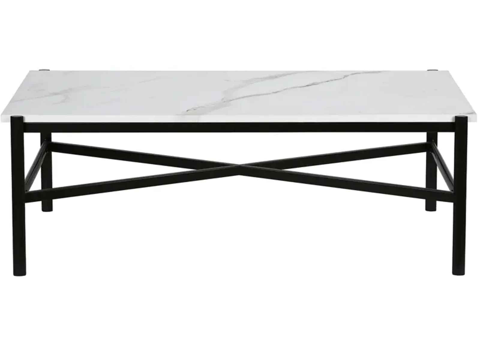 Braxton Coffee Table with Faux Marble Top in Blackened Bronze by Hudson & Canal