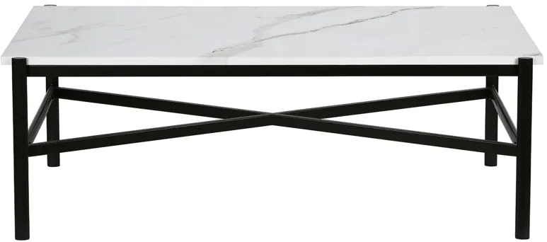 Braxton Coffee Table with Faux Marble Top in Blackened Bronze by Hudson & Canal