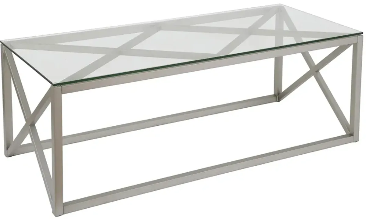 Doreen Rectangular Coffee Table in Satin Nickel by Hudson & Canal