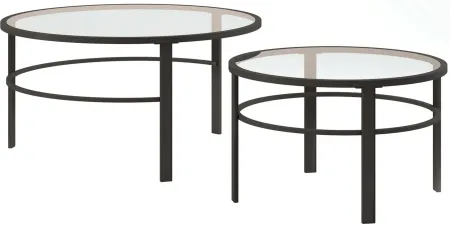 Gaia Round Nesting Coffee Table Set in Blackened Bronze by Hudson & Canal