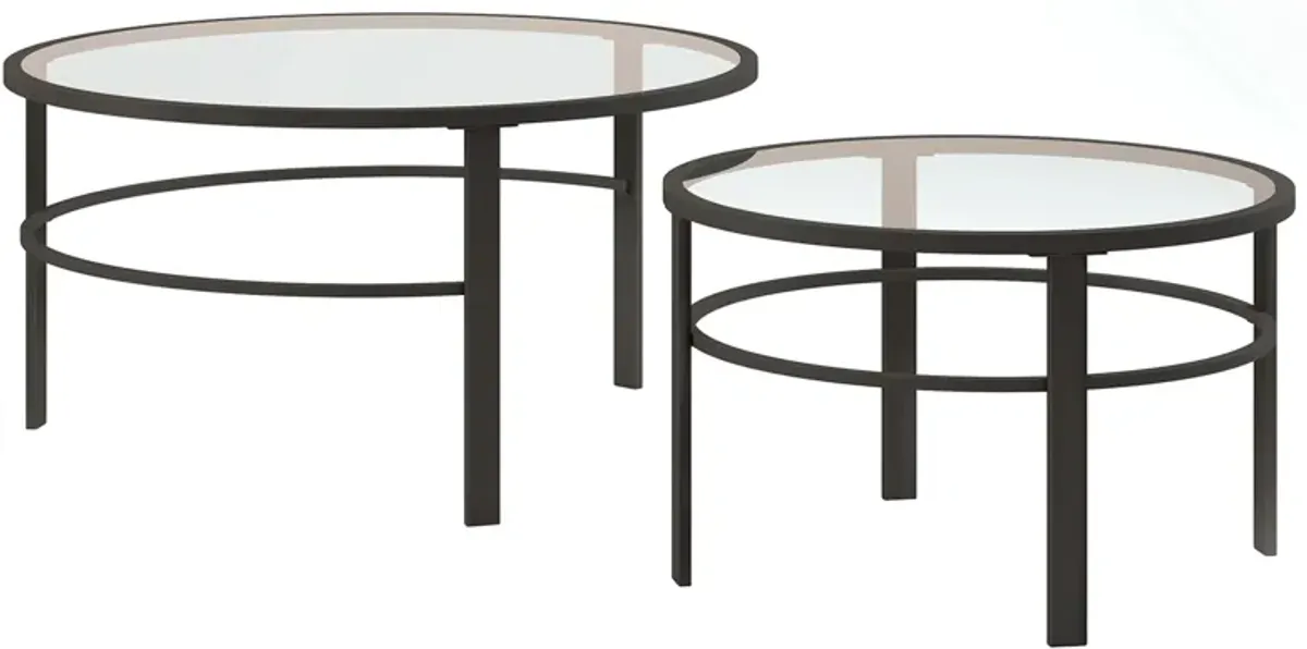 Gaia Round Nesting Coffee Table Set in Blackened Bronze by Hudson & Canal