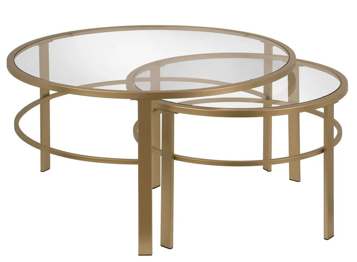 Gaia Round Nesting Coffee Table Set in Brass by Hudson & Canal