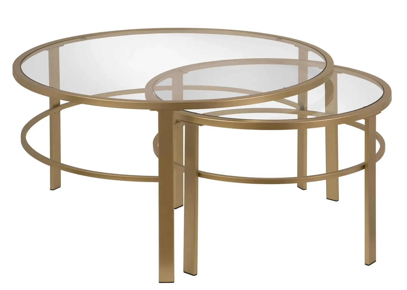 Gaia Round Nesting Coffee Table Set in Brass by Hudson & Canal