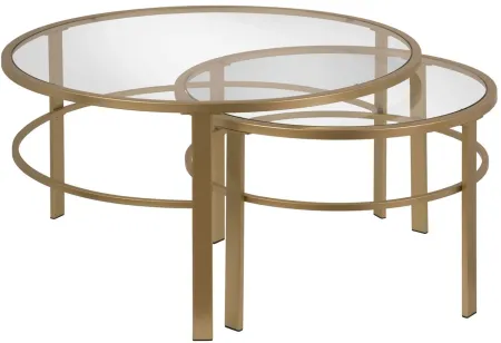 Gaia Round Nesting Coffee Table Set in Brass by Hudson & Canal