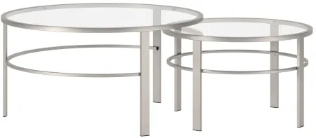 Gaia Round Nesting Coffee Table Set in Satin Nickel by Hudson & Canal