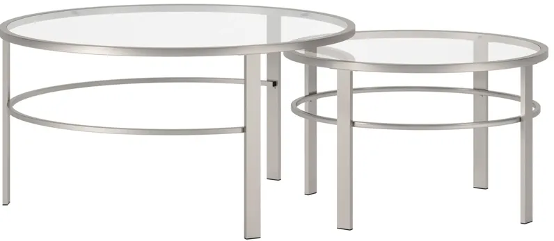 Gaia Round Nesting Coffee Table Set in Satin Nickel by Hudson & Canal