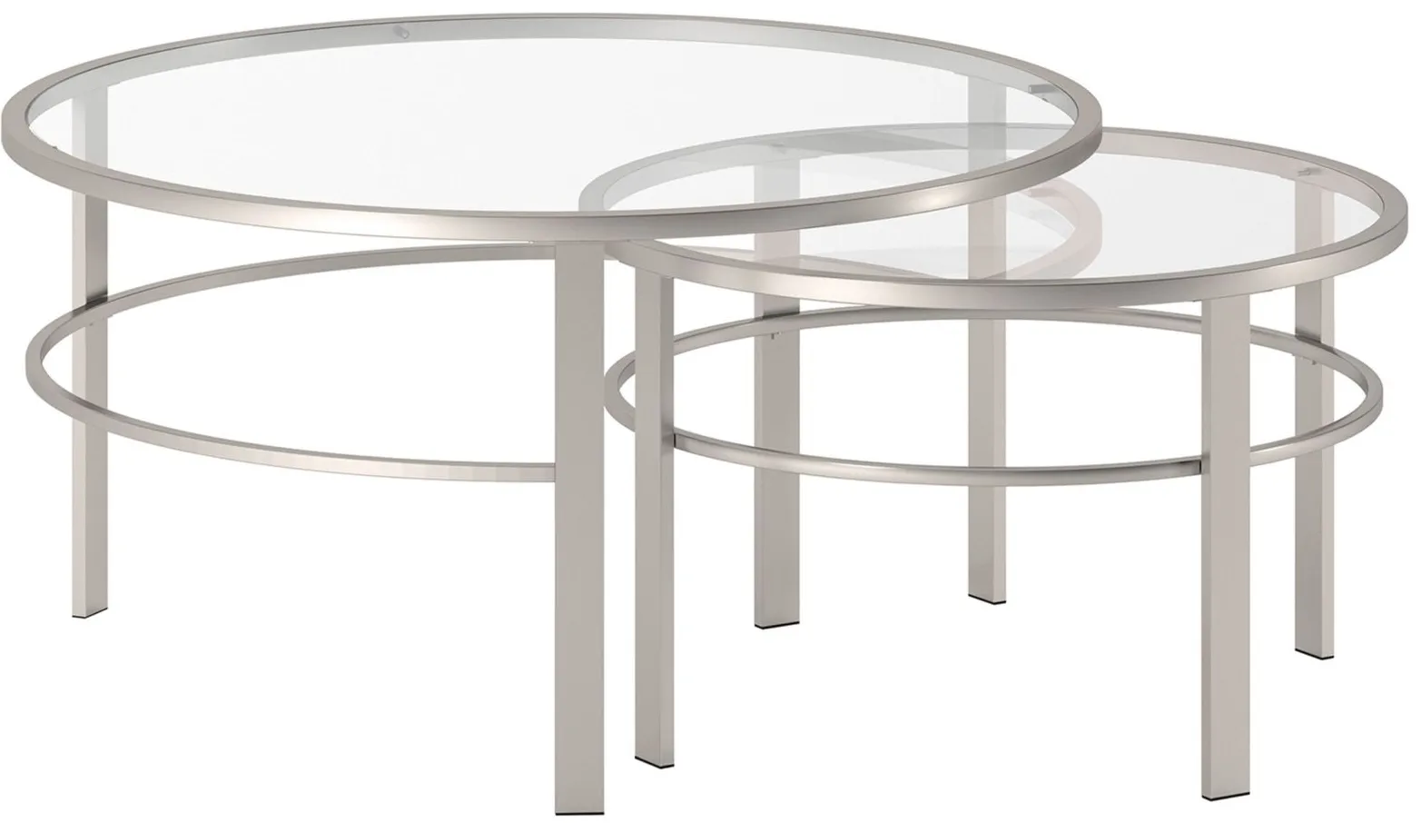 Gaia Round Nesting Coffee Table Set in Satin Nickel by Hudson & Canal