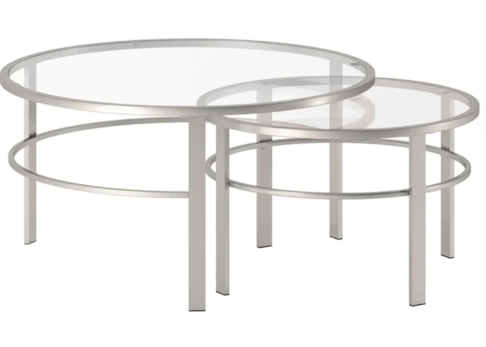 Gaia Round Nesting Coffee Table Set in Satin Nickel by Hudson & Canal