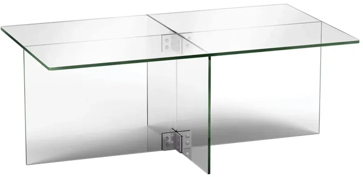 Gehry Rectangular Clear Glass Coffee Table in Clear Glass by Hudson & Canal