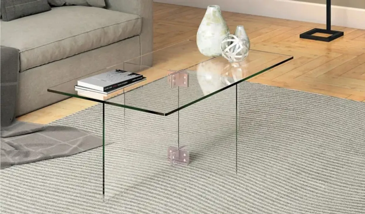 Gehry Rectangular Clear Glass Coffee Table