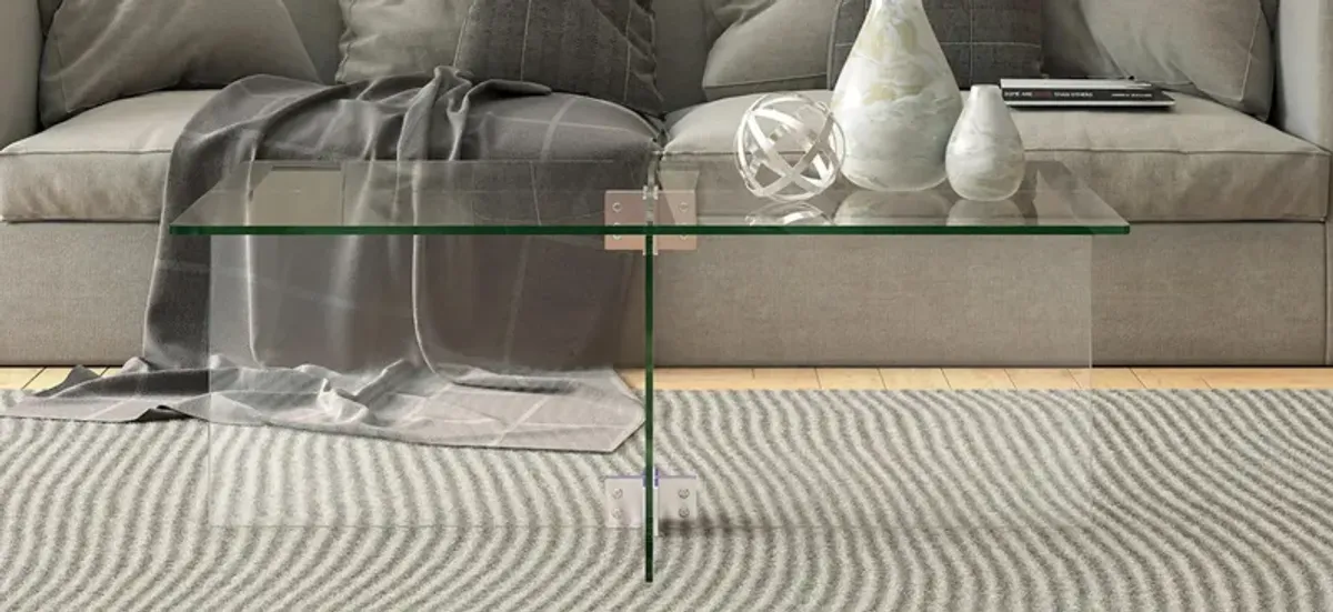 Gehry Rectangular Clear Glass Coffee Table