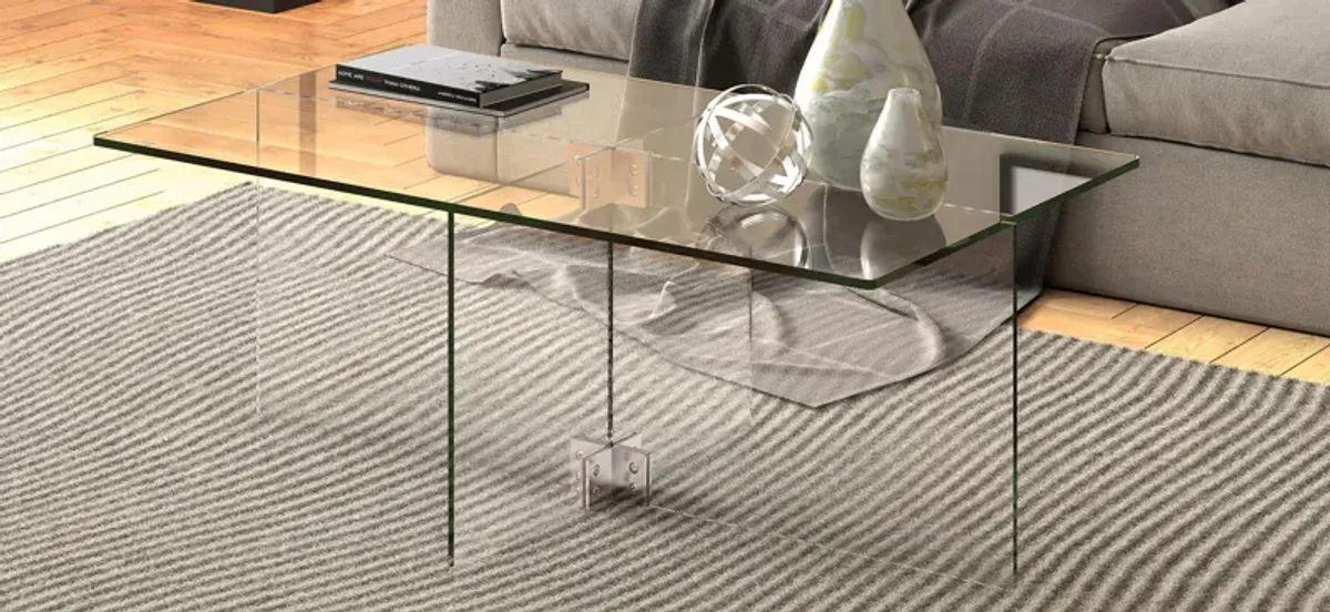 Gehry Rectangular Clear Glass Coffee Table