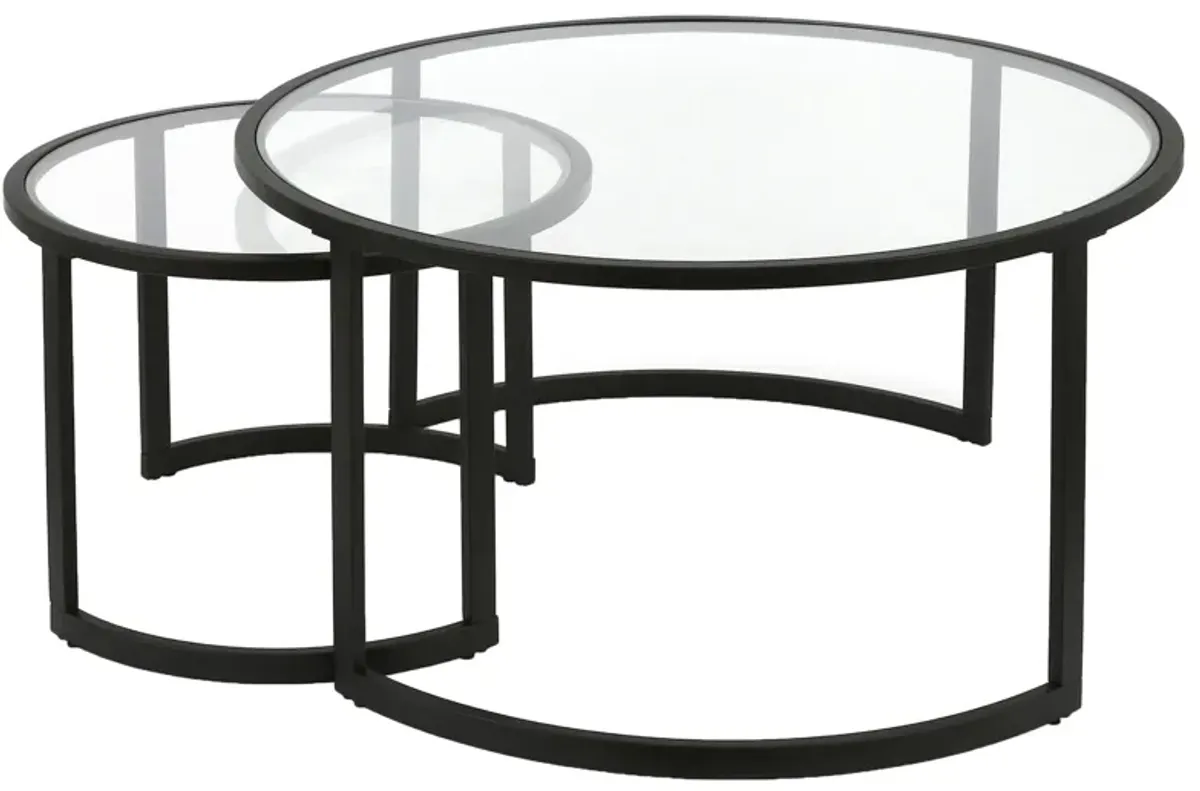 Mitera Round Nesting Coffee Table Set in Blackened Bronze by Hudson & Canal