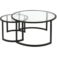 Mitera Round Nesting Coffee Table Set in Blackened Bronze by Hudson & Canal