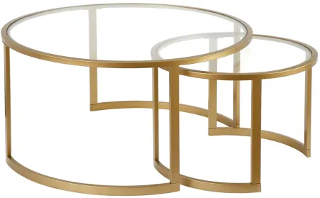 Mitera Round Nesting Coffee Table Set in Brass by Hudson & Canal