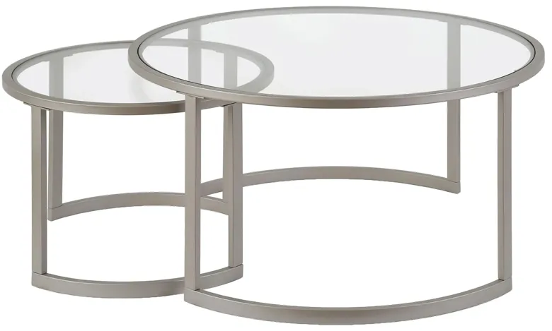 Mitera Round Nesting Coffee Table Set in Satin Nickel by Hudson & Canal