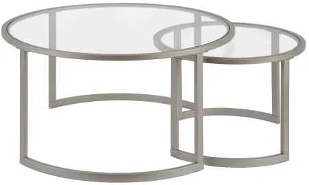 Mitera Round Nesting Coffee Table Set in Satin Nickel by Hudson & Canal