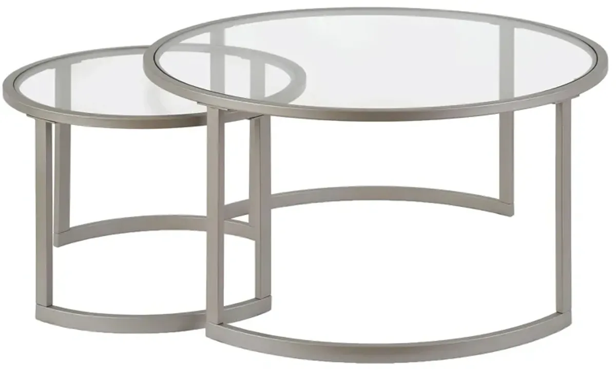 Mitera Round Nesting Coffee Table Set in Satin Nickel by Hudson & Canal