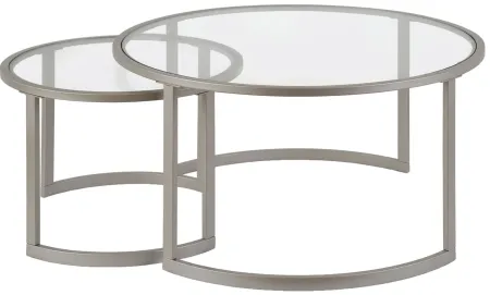 Mitera Round Nesting Coffee Table Set in Satin Nickel by Hudson & Canal