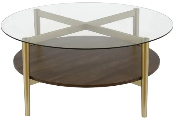 Otto Round Coffee Table with Walnut Shelf