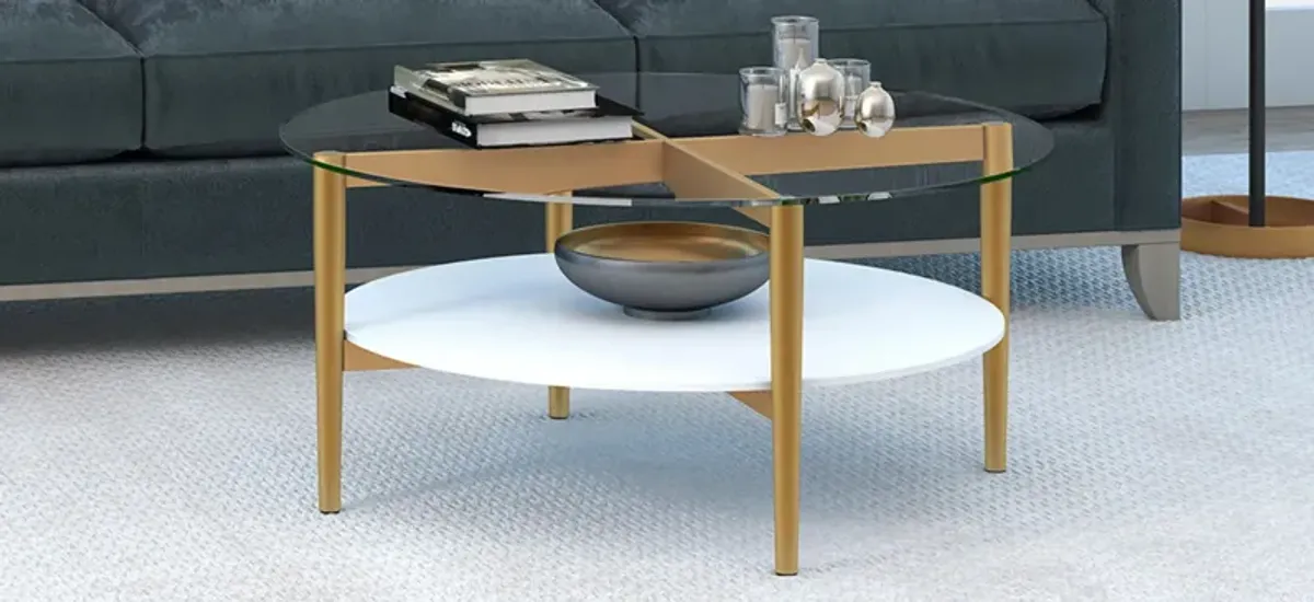 Otto Round Coffee Table with Lacquer Shelf