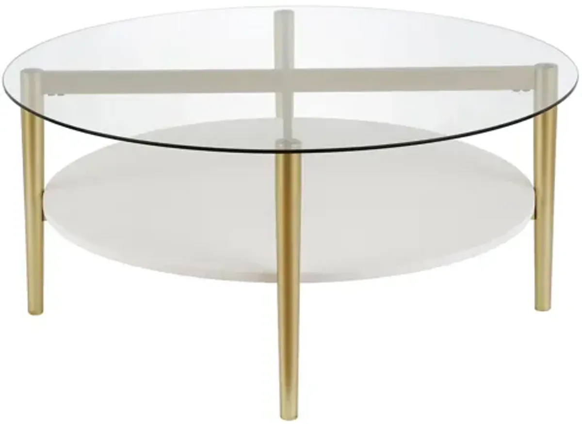 Otto Round Coffee Table with Lacquer Shelf