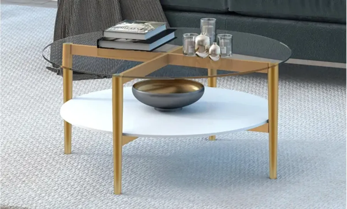 Otto Round Coffee Table with Lacquer Shelf