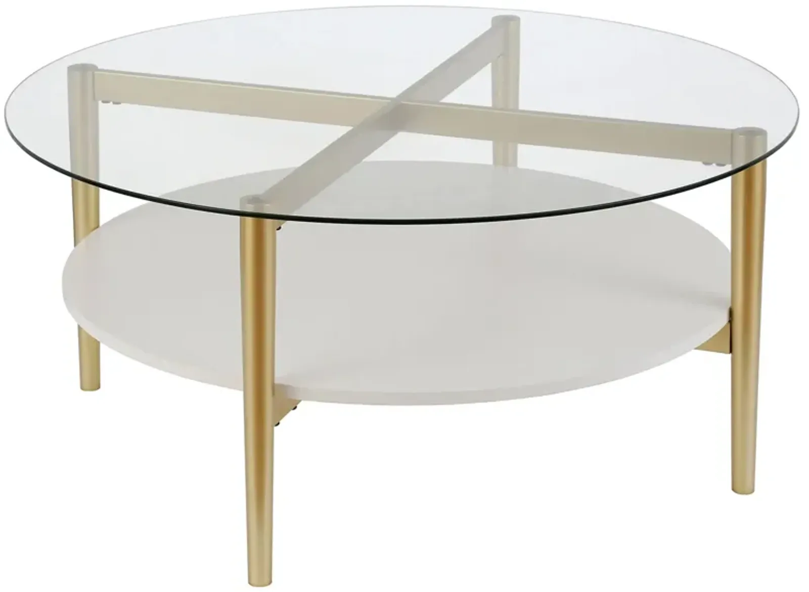 Otto Round Coffee Table with Lacquer Shelf