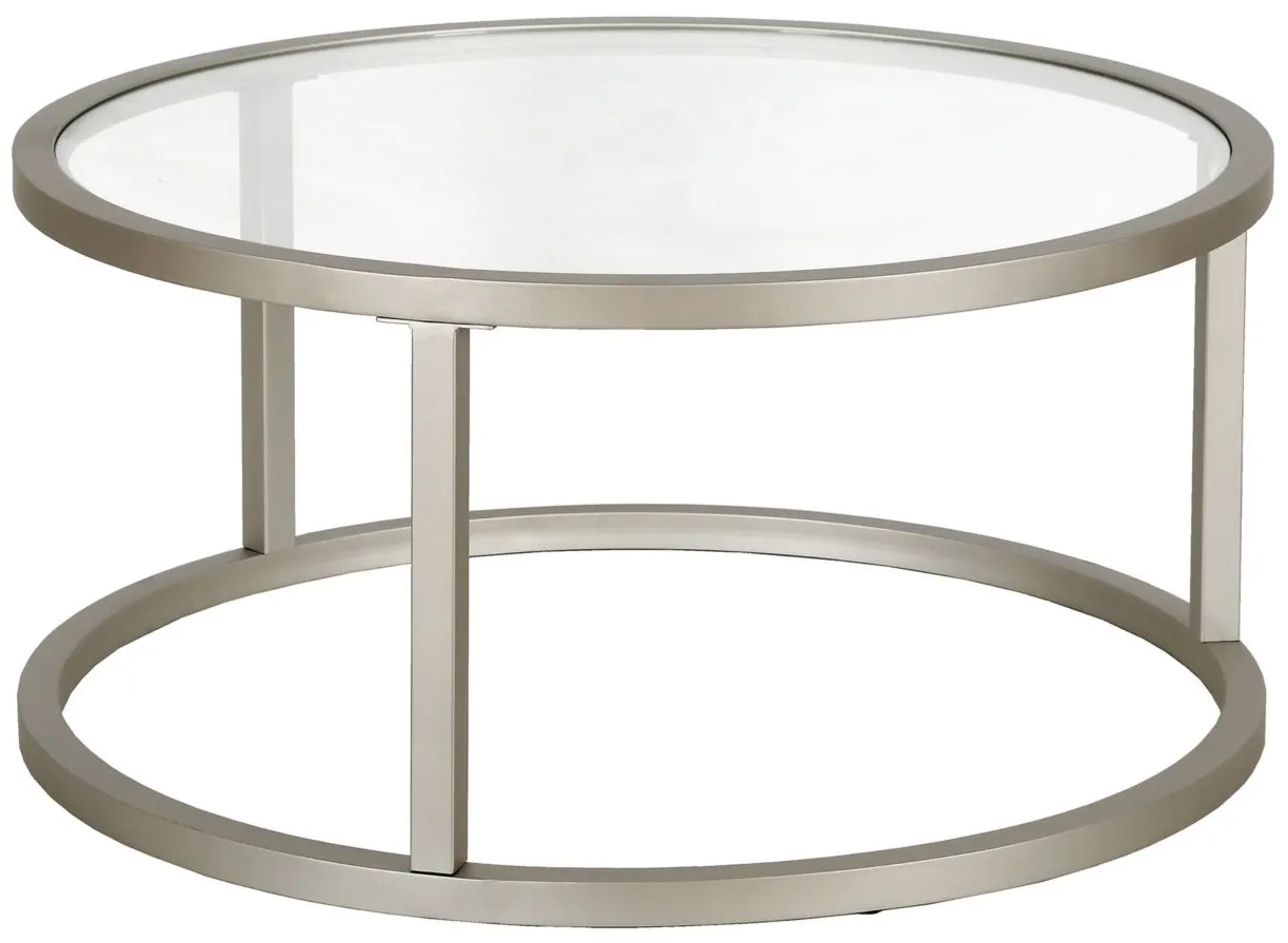 Parker Round Coffee Table in Satin Nickel by Hudson & Canal