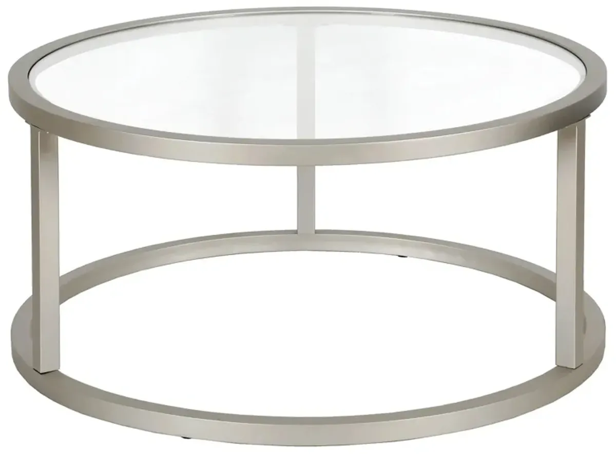 Parker Round Coffee Table in Satin Nickel by Hudson & Canal